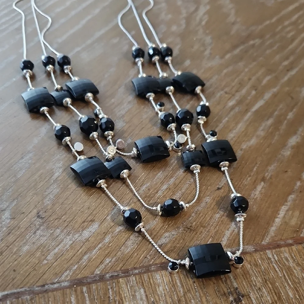 Black Bead Multi-Layer Necklace
